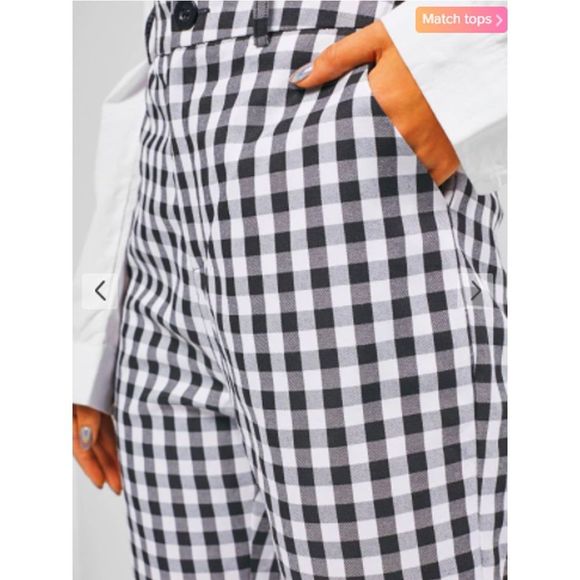 Zaful Gingham High Rise Straight Pants size S | 4 Checkered - Picture 5 of 5